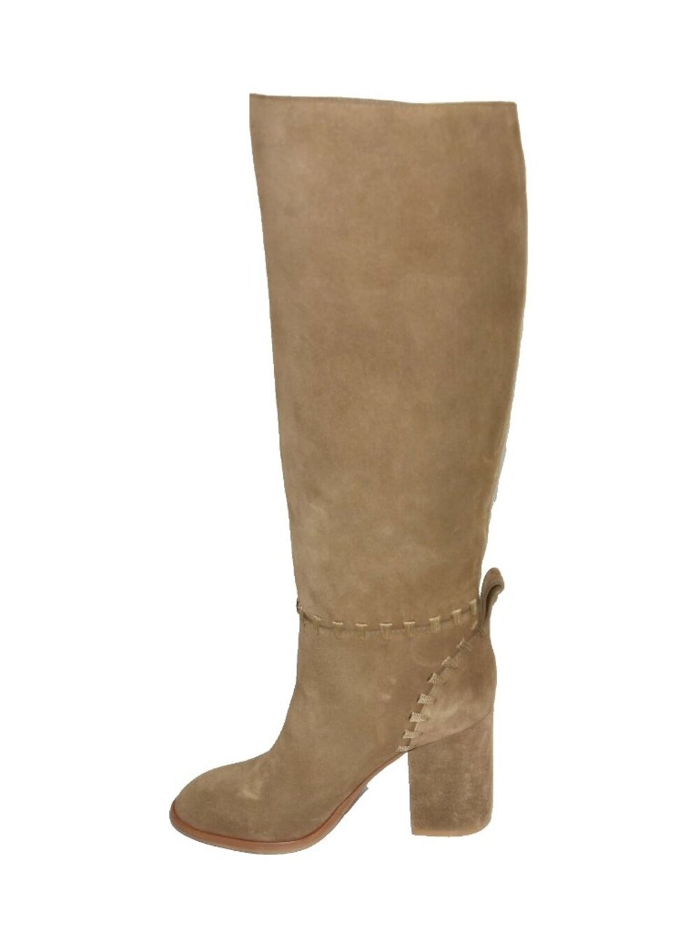 New Tory Burch Contraire Block Heel Suede Boot River Rock Brown Sz 5 DD19